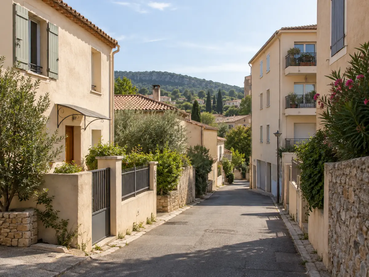 Illustration générique de maisons et d'un immeuble dans une commune du Sud